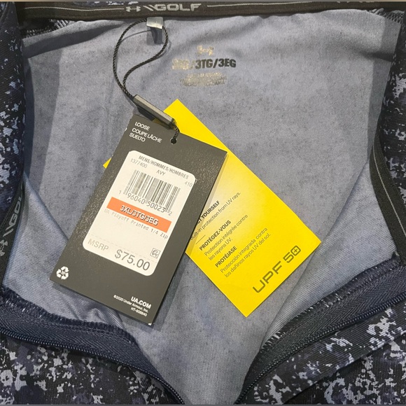 Under Armour UA Playoff Printed Stretch LS 1/4Zip UPF50 Active Top Golf Pullover - Picture 13 of 13